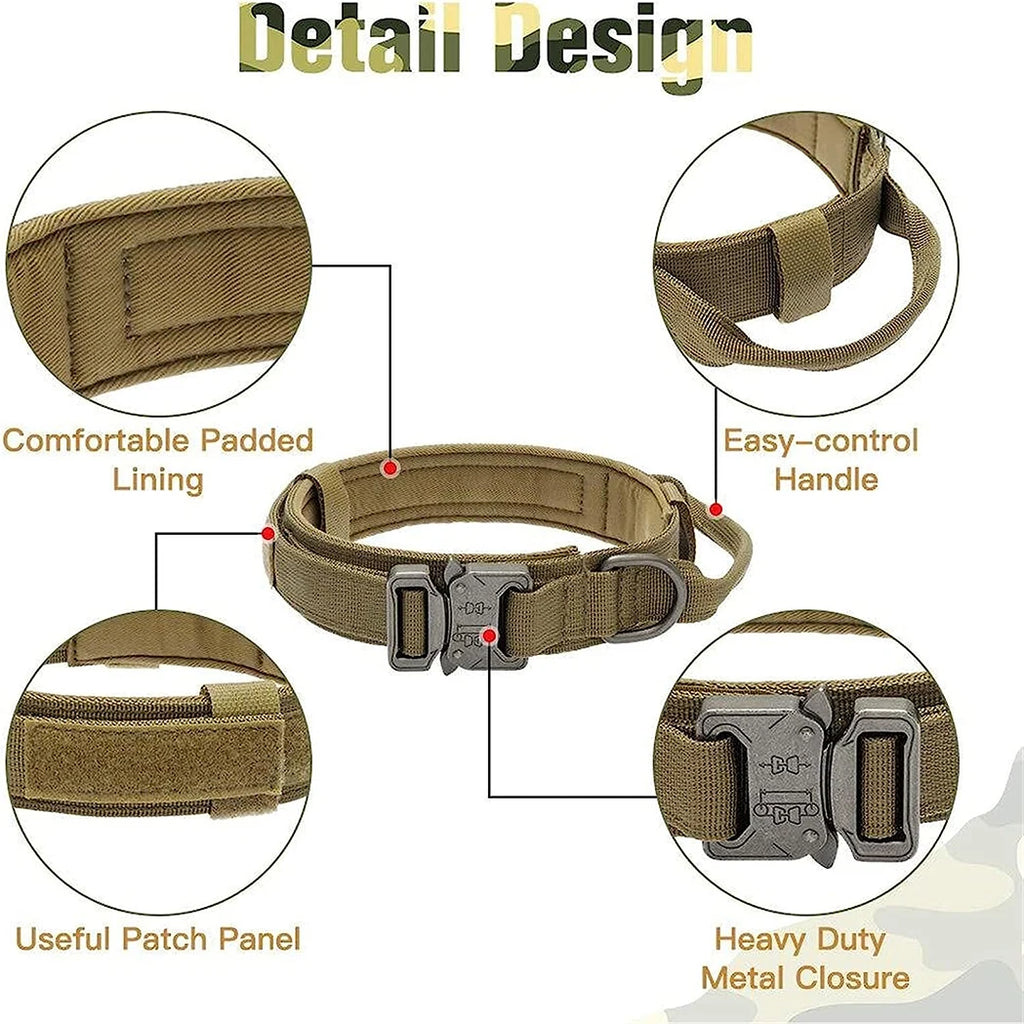 K9 Elite™ Tactical Dog Leash & Collar Set | Adjustable Military-Grade Nylon with Elastic Bungee Leash | Heavy-Duty Metal Buckle | UK Free Shipping