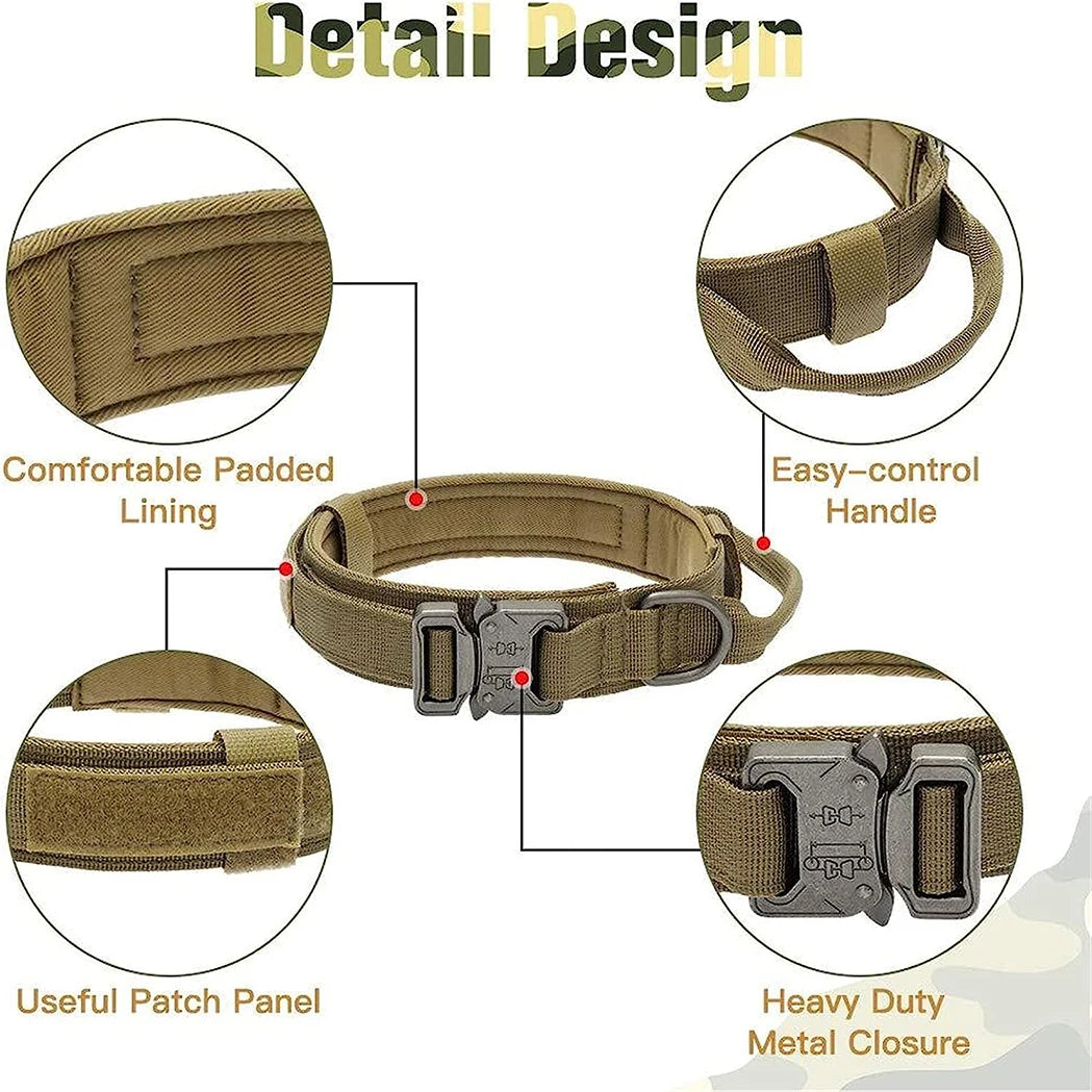 K9 Elite™ Tactical Dog Leash & Collar Set | Adjustable Military-Grade Nylon with Elastic Bungee Leash | Heavy-Duty Metal Buckle | UK Free Shipping