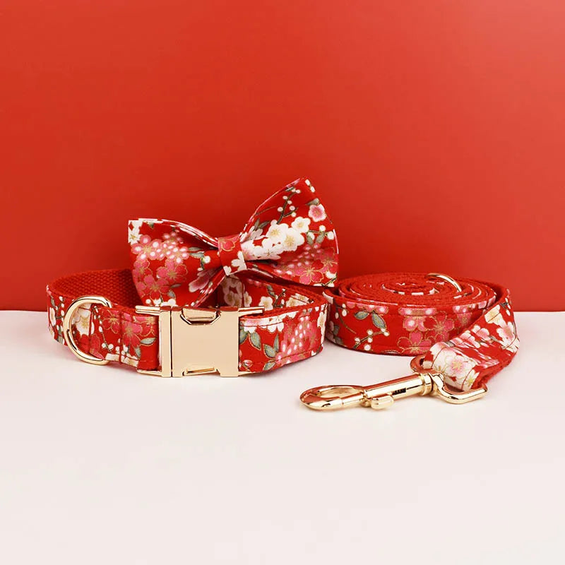 Primavia Signature™ Customisable Dog Collar & Lead Set | Laser Engraved Name & Phone | Luxury Metal Hardware & Exclusive Prints | UK Free Shipping