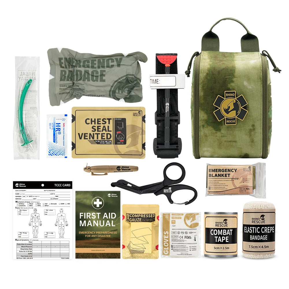 TactiMed™ Rhino Rescue IFAK Survival Trauma Kit | Tactical MOLLE First Aid Pouch with Tourniquet, Chest Seal & Emergency Supplies | UK Free Shipping