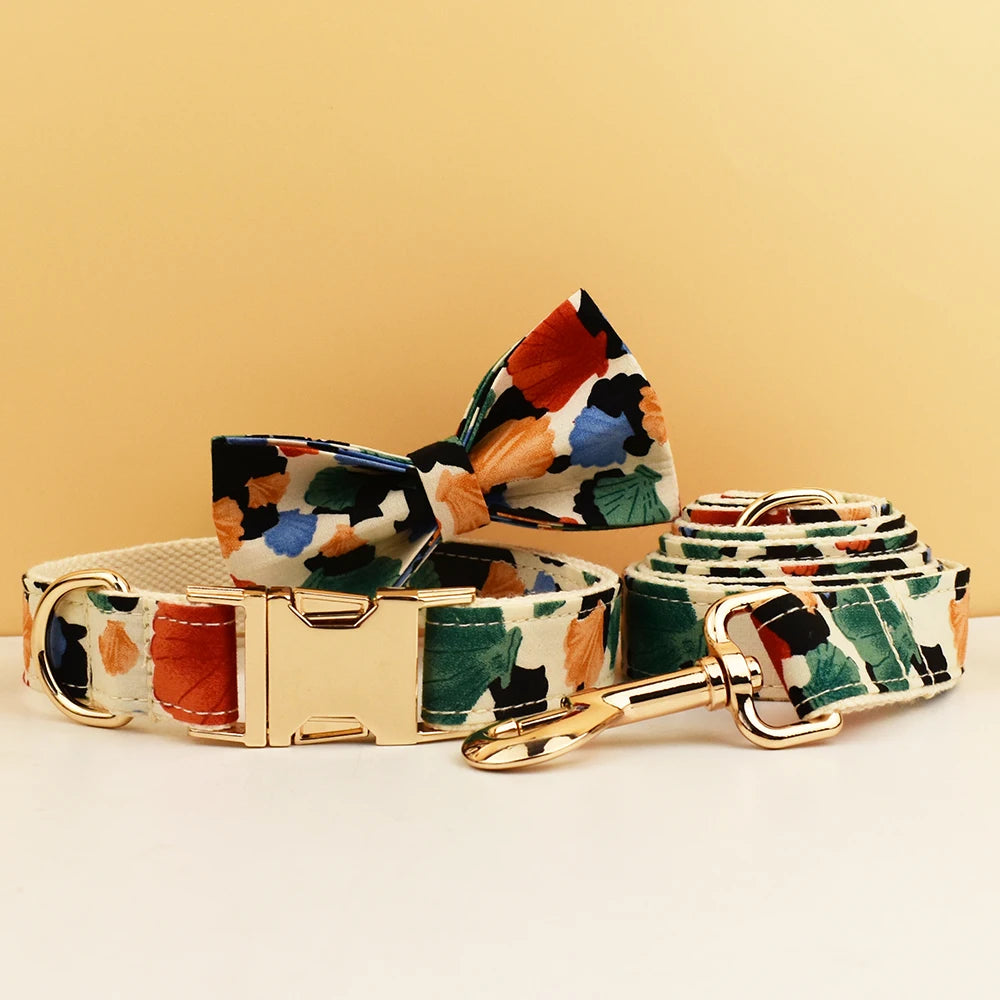 Primavia Signature™ Customisable Dog Collar & Lead Set | Laser Engraved Name & Phone | Luxury Metal Hardware & Exclusive Prints | UK Free Shipping