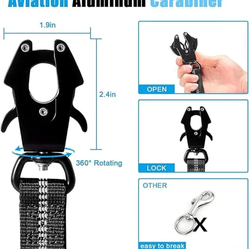 K9 ShockGuard™ Reflective Bungee Dog Leash | Tactical Heavy-Duty Lead with Car Seatbelt Clip | Shock Absorbing, No-Pull Design | UK Free Shipping