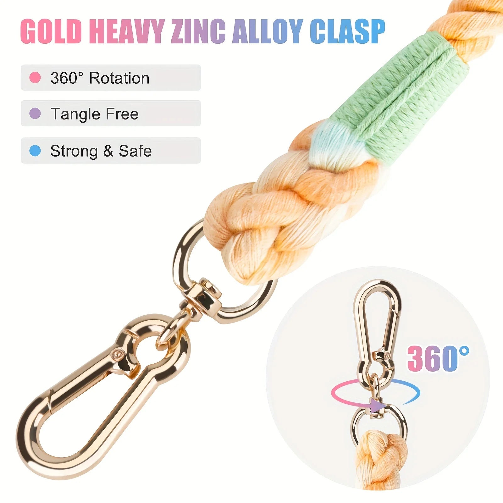 Primavia™ PastelRope™ | Premium Braided Cotton Dog Leash | Handcrafted Gradient Rope with Gold Hardware | UK Free Shipping