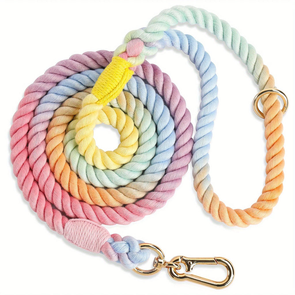 Primavia™ PastelRope™ | Premium Braided Cotton Dog Leash | Handcrafted Gradient Rope with Gold Hardware | UK Free Shipping