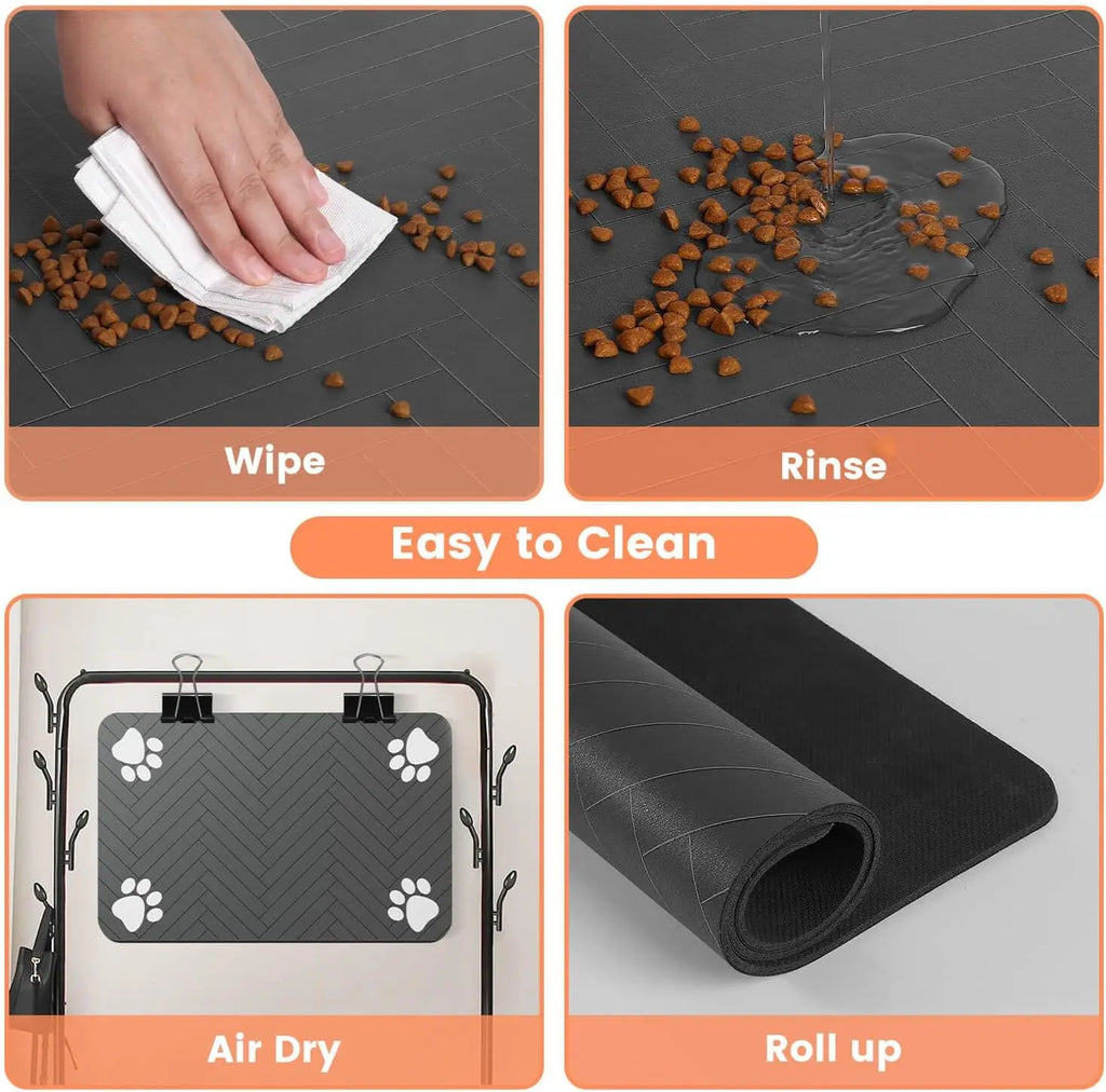 PawPrint™ Premium Feeding Mat | Waterproof Anti-Slip Pet Placemat | Quick-Dry Rubber Base | UK Free Shipping