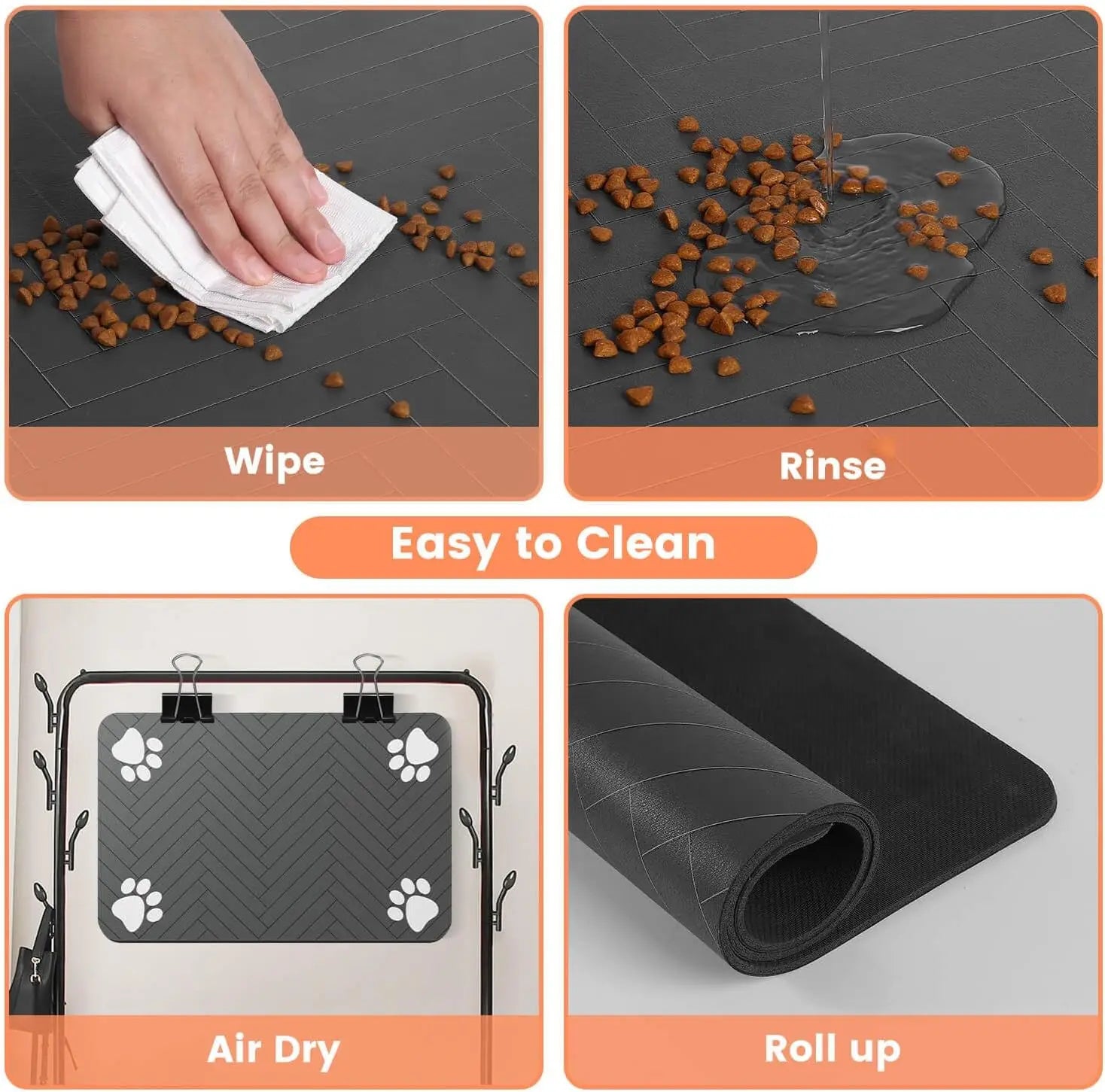PawPrint™ Premium Feeding Mat | Waterproof Anti-Slip Pet Placemat | Quick-Dry Rubber Base | UK Free Shipping