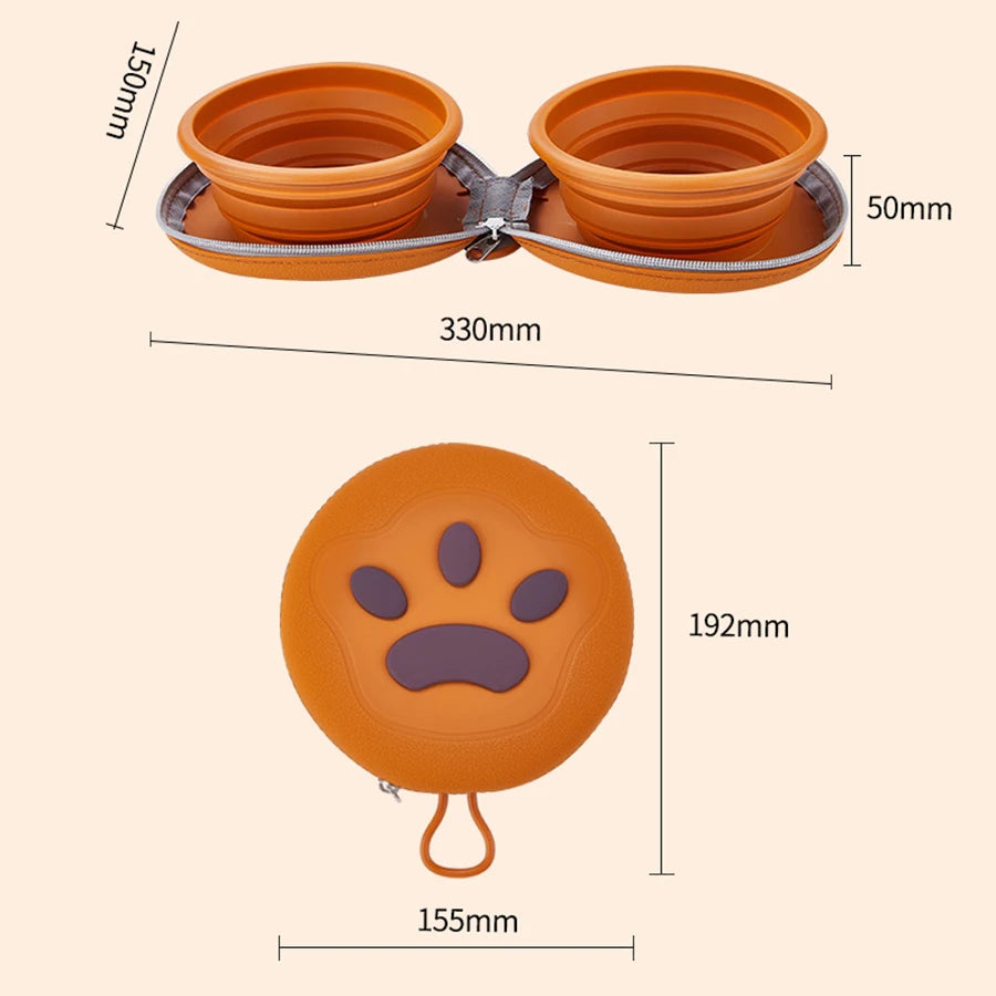 PawPrint™ 2-in-1 Foldable Travel Bowl | Dual Food & Water Dish | Portable Silicone Dog Feeder | UK Free Shipping
