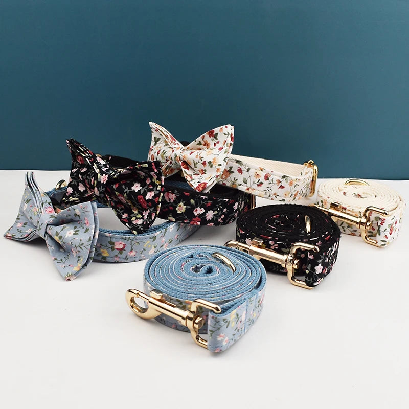 Primavia Signature™ Customisable Dog Collar & Lead Set | Laser Engraved Name & Phone | Luxury Metal Hardware & Exclusive Prints | UK Free Shipping