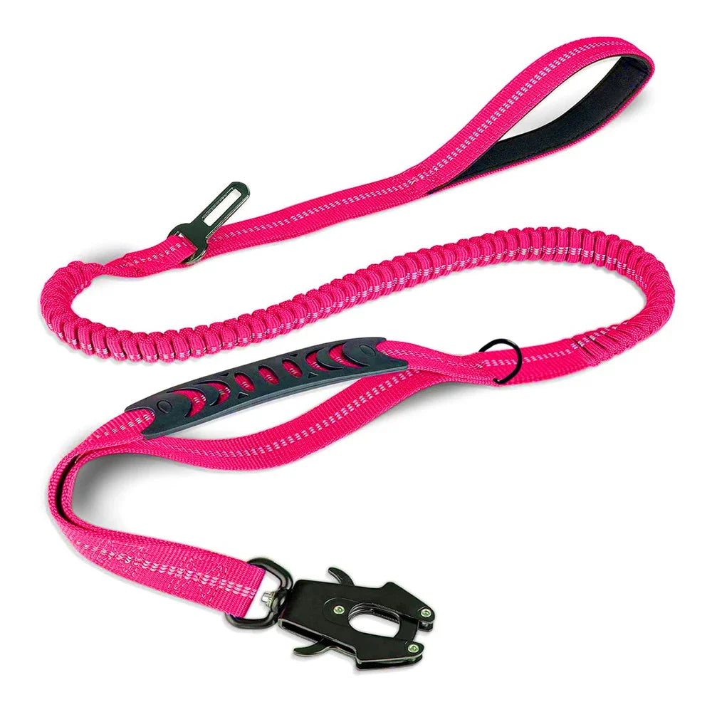 K9 ShockGuard™ Reflective Bungee Dog Leash | Tactical Heavy-Duty Lead with Car Seatbelt Clip | Shock Absorbing, No-Pull Design | UK Free Shipping