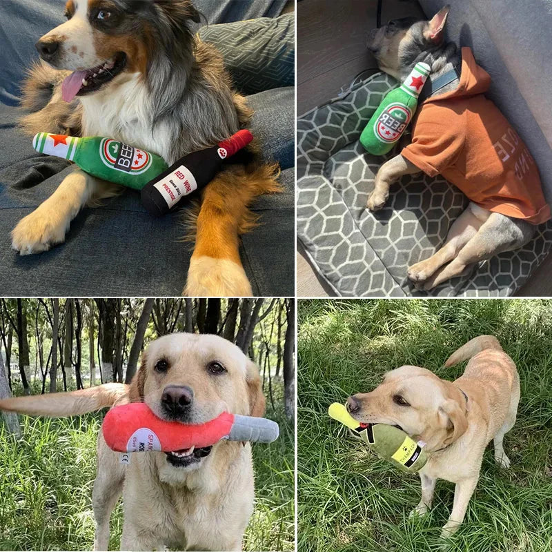 Primavia™ PlushBrew™ Collection | Squeaky Bottle Toys for Dogs | Beer, Whisky, Tequila & More | UK Free Shipping