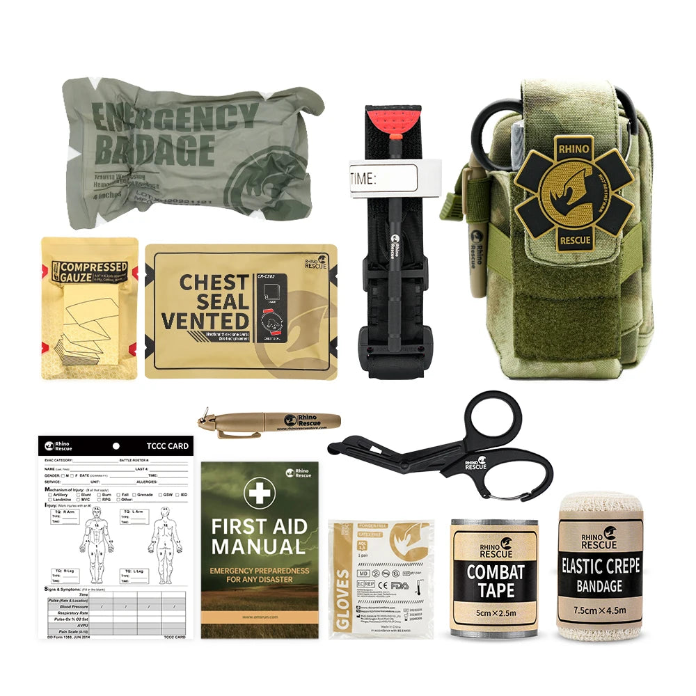 TactiMed™ Rhino Rescue IFAK Survival Trauma Kit | Tactical MOLLE First Aid Pouch with Tourniquet, Chest Seal & Emergency Supplies | UK Free Shipping