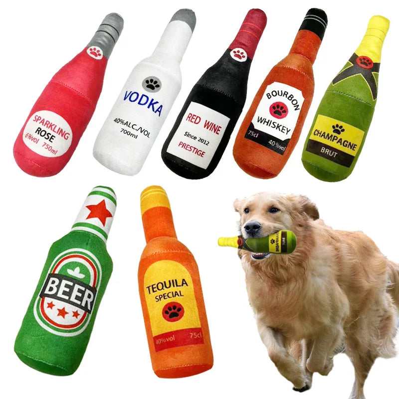 Primavia™ PlushBrew™ Collection | Squeaky Bottle Toys for Dogs | Beer, Whisky, Tequila & More | UK Free Shipping