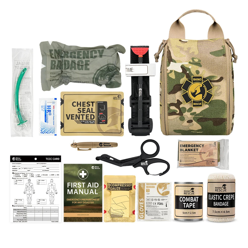 TactiMed™ Rhino Rescue IFAK Survival Trauma Kit | Tactical MOLLE First Aid Pouch with Tourniquet, Chest Seal & Emergency Supplies | UK Free Shipping