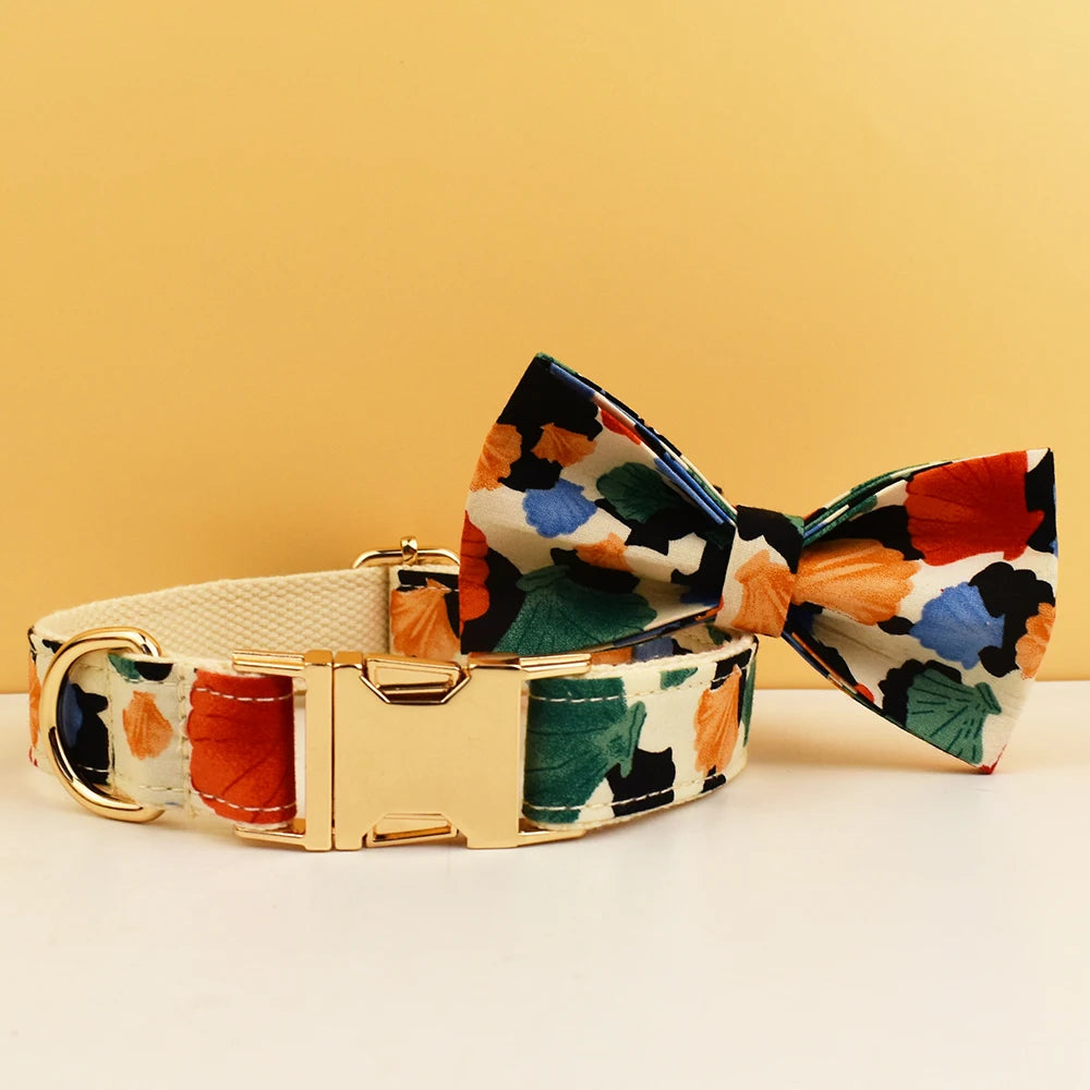 Primavia Signature™ Customisable Dog Collar & Lead Set | Laser Engraved Name & Phone | Luxury Metal Hardware & Exclusive Prints | UK Free Shipping