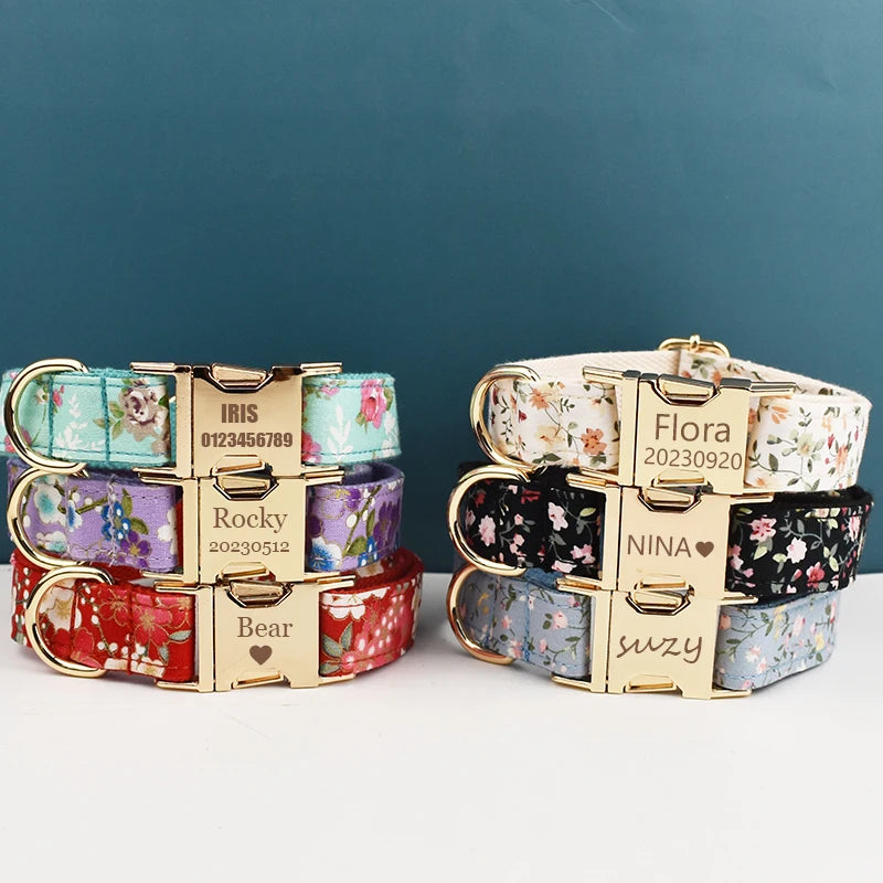 Primavia Signature™ Customisable Dog Collar & Lead Set | Laser Engraved Name & Phone | Luxury Metal Hardware & Exclusive Prints | UK Free Shipping