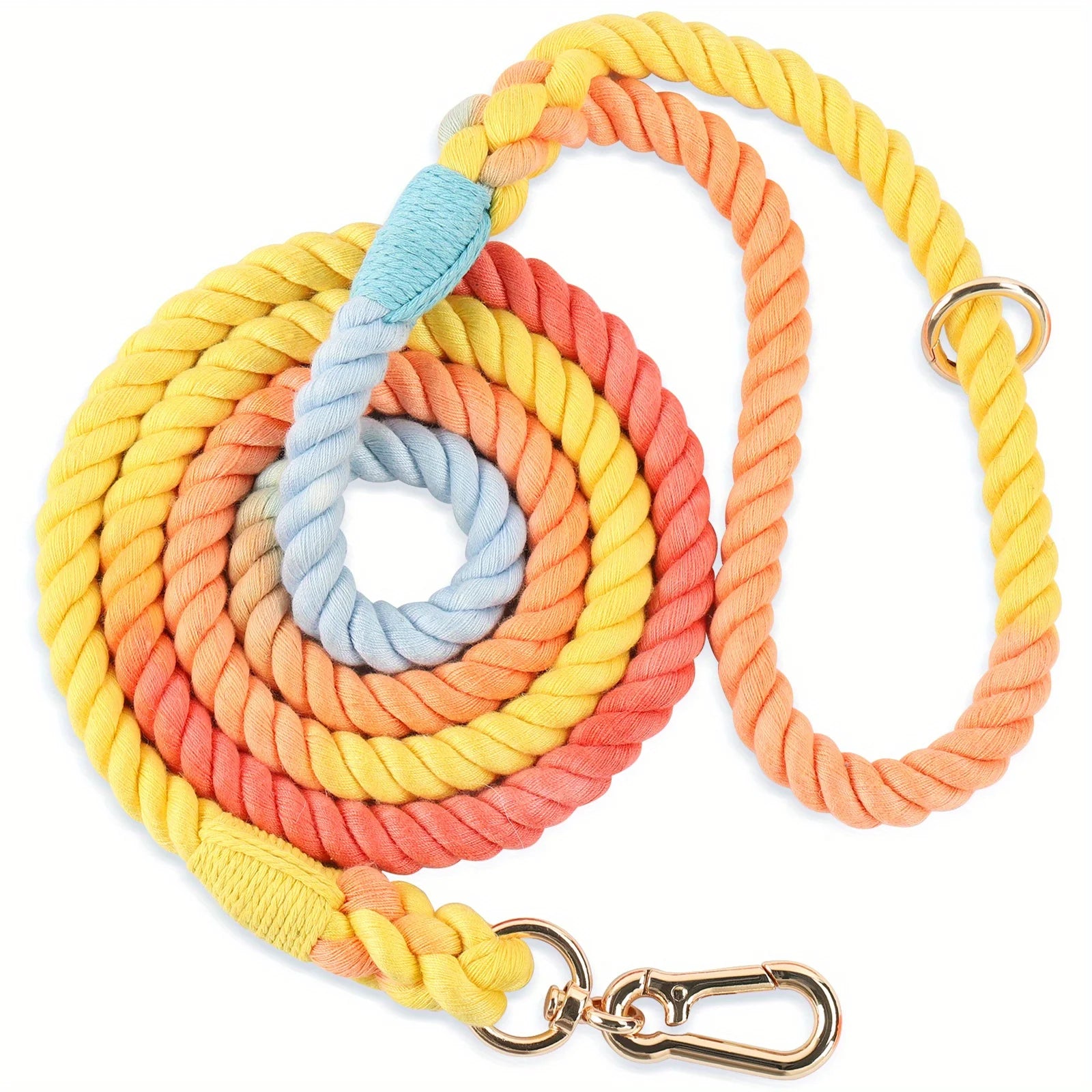 Primavia™ PastelRope™ | Premium Braided Cotton Dog Leash | Handcrafted Gradient Rope with Gold Hardware | UK Free Shipping