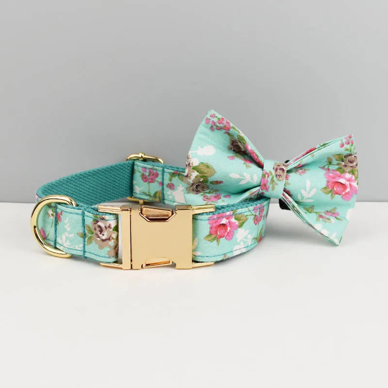 Primavia Signature™ Customisable Dog Collar & Lead Set | Laser Engraved Name & Phone | Luxury Metal Hardware & Exclusive Prints | UK Free Shipping