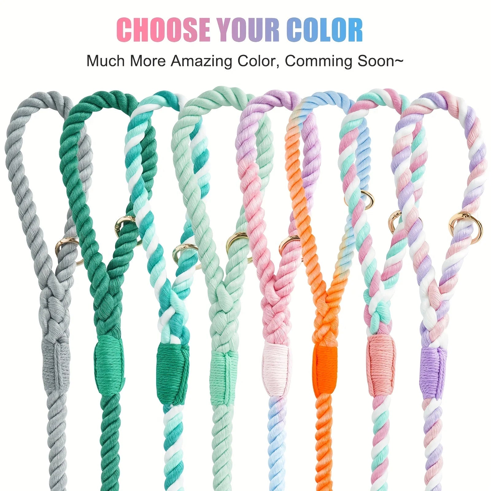 Primavia™ PastelRope™ | Premium Braided Cotton Dog Leash | Handcrafted Gradient Rope with Gold Hardware | UK Free Shipping