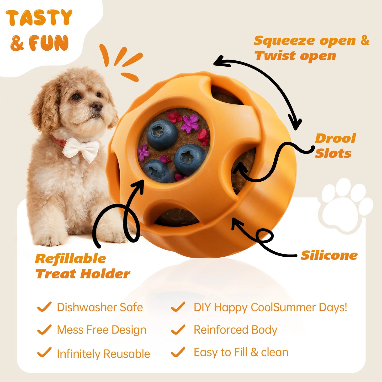 Primavia™ Chill & Enrich Toy | Smart Silicone Freezing Treat Ball for Dogs | Summer Cooling Enrichment Feeder