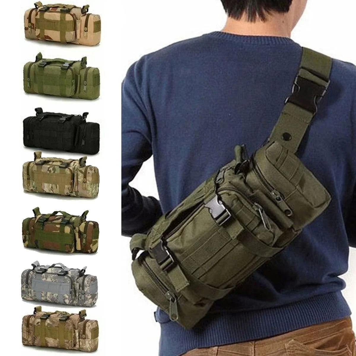 TactiCarry™ Modular Tactical Shoulder & Waist Bag | Military-Grade Waterproof Nylon | Outdoor, Hiking & Training Gear | UK Free Shipping