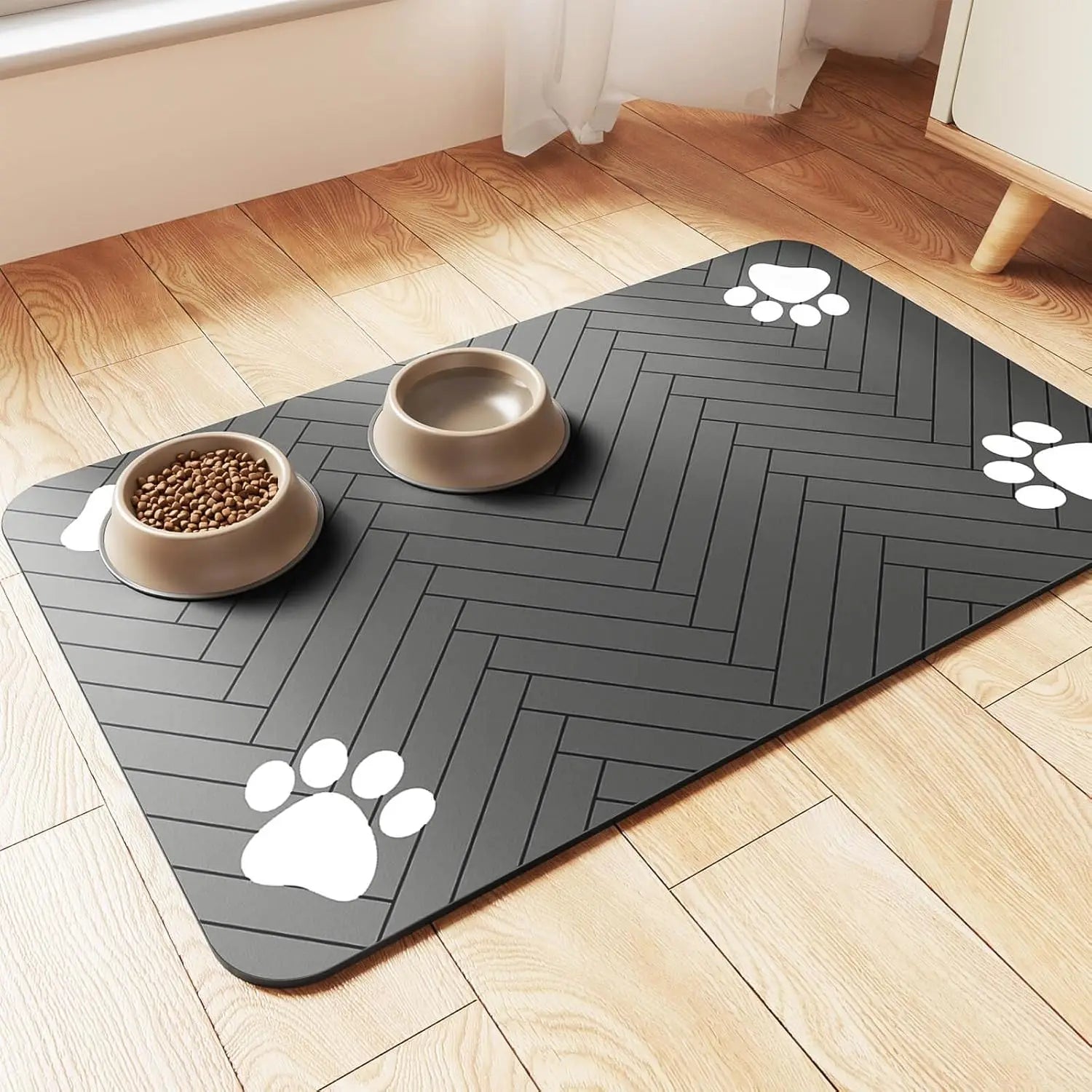 PawPrint™ Premium Feeding Mat | Waterproof Anti-Slip Pet Placemat | Quick-Dry Rubber Base | UK Free Shipping