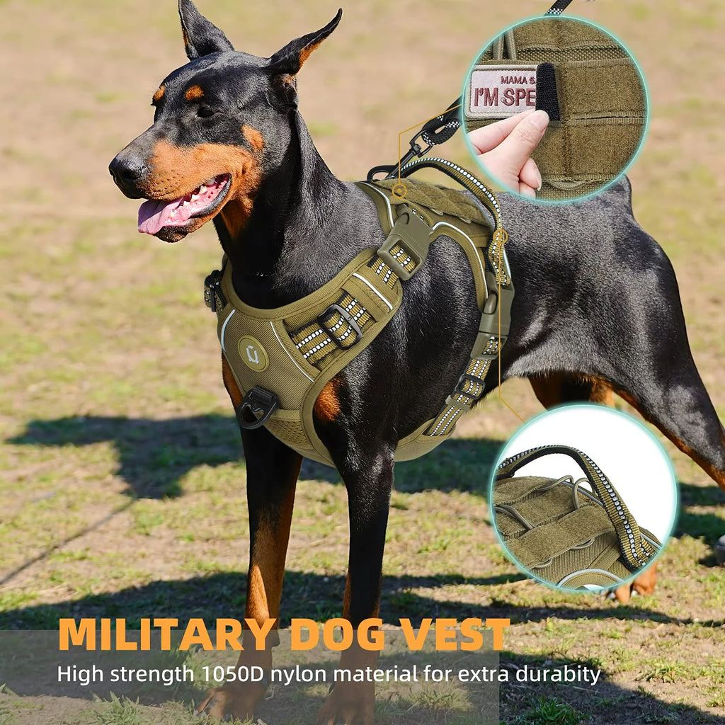 K9 AeroHarness™ Tactical Dog Vest | Lightweight No-Pull Harness with Reflective Straps | Adjustable MOLLE System | Breathable Mesh Design | UK Free Shipping