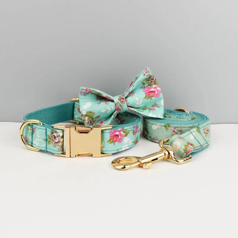 Primavia Signature™ Customisable Dog Collar & Lead Set | Laser Engraved Name & Phone | Luxury Metal Hardware & Exclusive Prints | UK Free Shipping