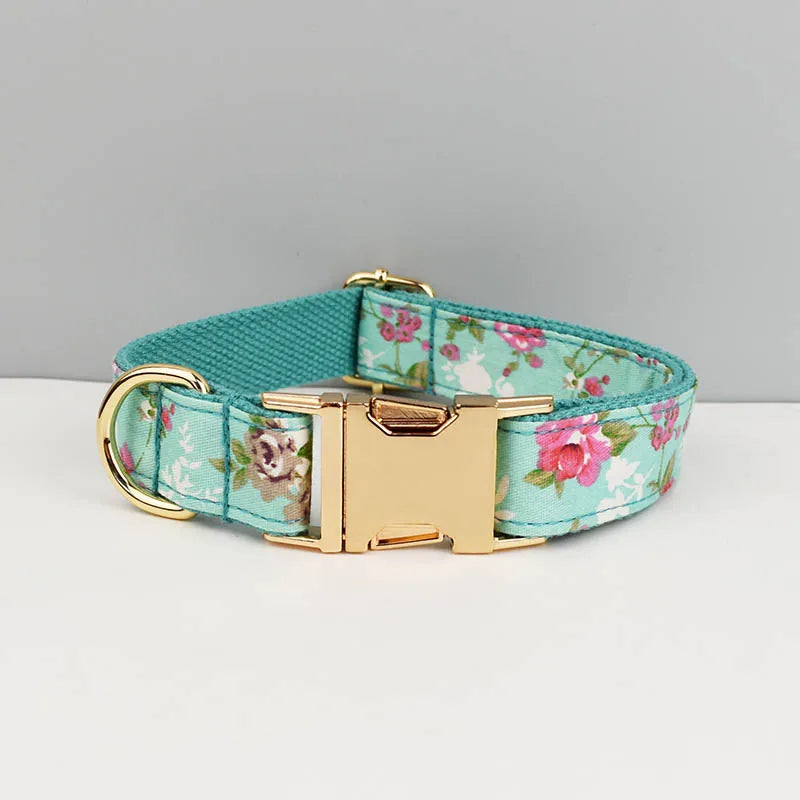 Primavia Signature™ Customisable Dog Collar & Lead Set | Laser Engraved Name & Phone | Luxury Metal Hardware & Exclusive Prints | UK Free Shipping