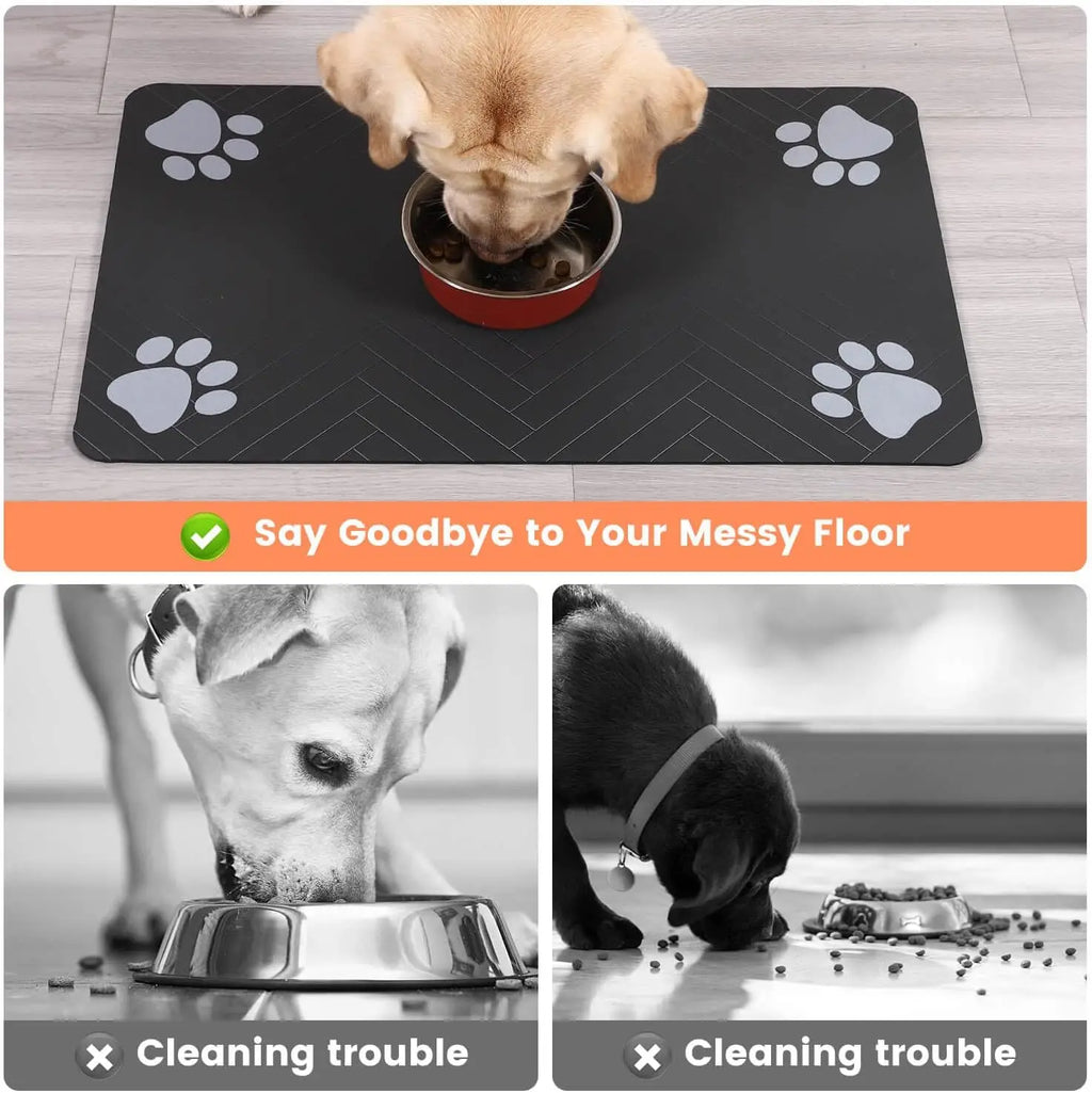 PawPrint™ Premium Feeding Mat | Waterproof Anti-Slip Pet Placemat | Quick-Dry Rubber Base | UK Free Shipping
