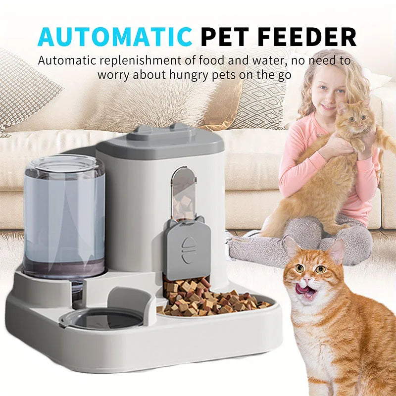 AutoFeed™ Dual Pet Feeder | Smart Spill-Proof Food & Water Dispenser | Modern Beige Design | UK Free Shipping