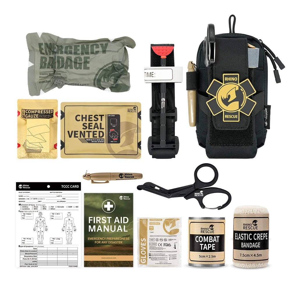 TactiMed™ Rhino Rescue IFAK Survival Trauma Kit | Tactical MOLLE First Aid Pouch with Tourniquet, Chest Seal & Emergency Supplies | UK Free Shipping