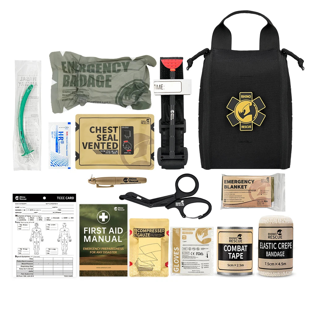 TactiMed™ Rhino Rescue IFAK Survival Trauma Kit | Tactical MOLLE First Aid Pouch with Tourniquet, Chest Seal & Emergency Supplies | UK Free Shipping